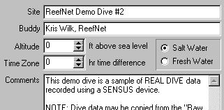 Dive Log Elements